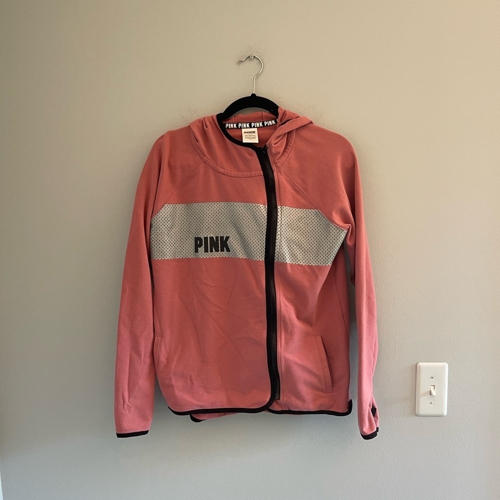 Victorias Secret Pink Zip Up Sweater Reflective size small